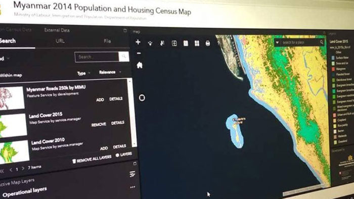 সেন্টমার্টিনের অংশবিশেষ নিজেদের ভূখণ্ড দাবি করে মূল ভূখণ্ডের রঙে রঙিত করে মিয়ানমার