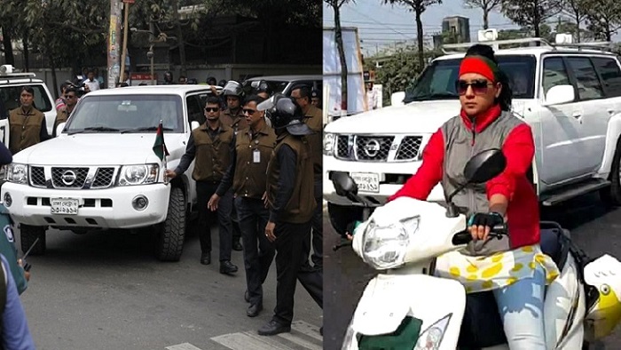 খালেদা জিয়ার গাড়িবহরের সঙ্গে নিরাপত্তারক্ষী ও স্কুটিতে ডালিয়া রহমান (ছবি: সংগৃহীত) খালেদা জিয়ার গাড়িবহরের সঙ্গে নিরাপত্তারক্ষী ও স্কুটিতে ডালিয়া রহমান (ছবি: সংগৃহীত)