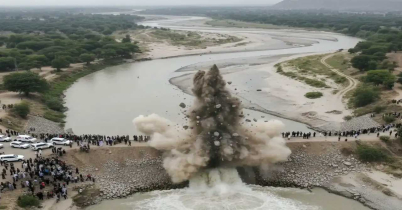 বিস্ফোরণ ঘটিয়ে বাঁধ উড়িয়ে দিল পাকিস্তান